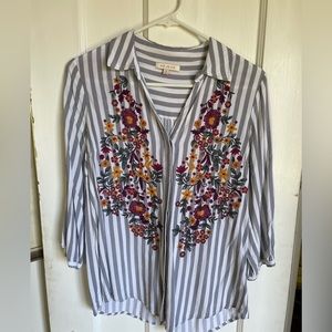 Skies are blue embroidered blouse